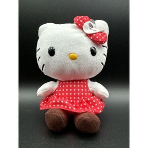 Hello Kitty 6 Inch Plush Stuffed Animal Red Polka Dot Dress Panda Bow 2013 Jakks